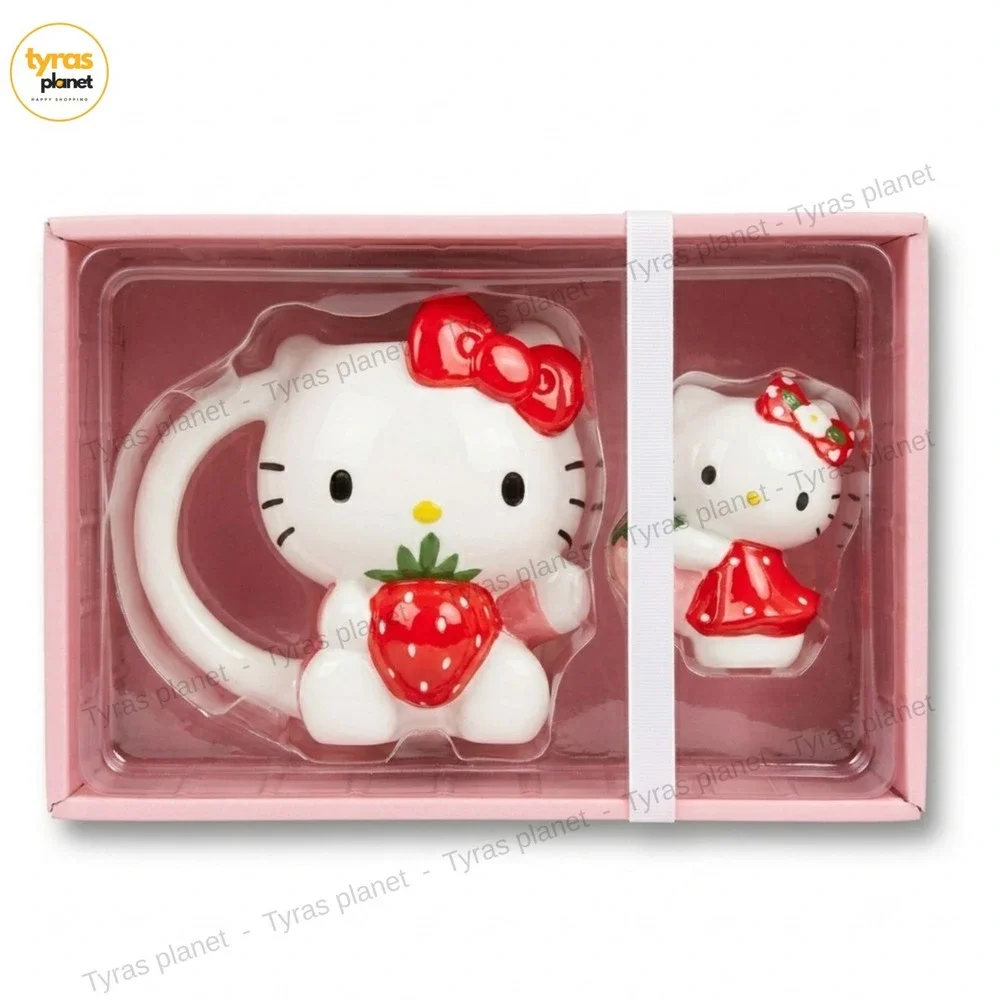 Hello Kitty Ceramic Mug and Figurine Set with Strawberry Design - Picture 1 of 6